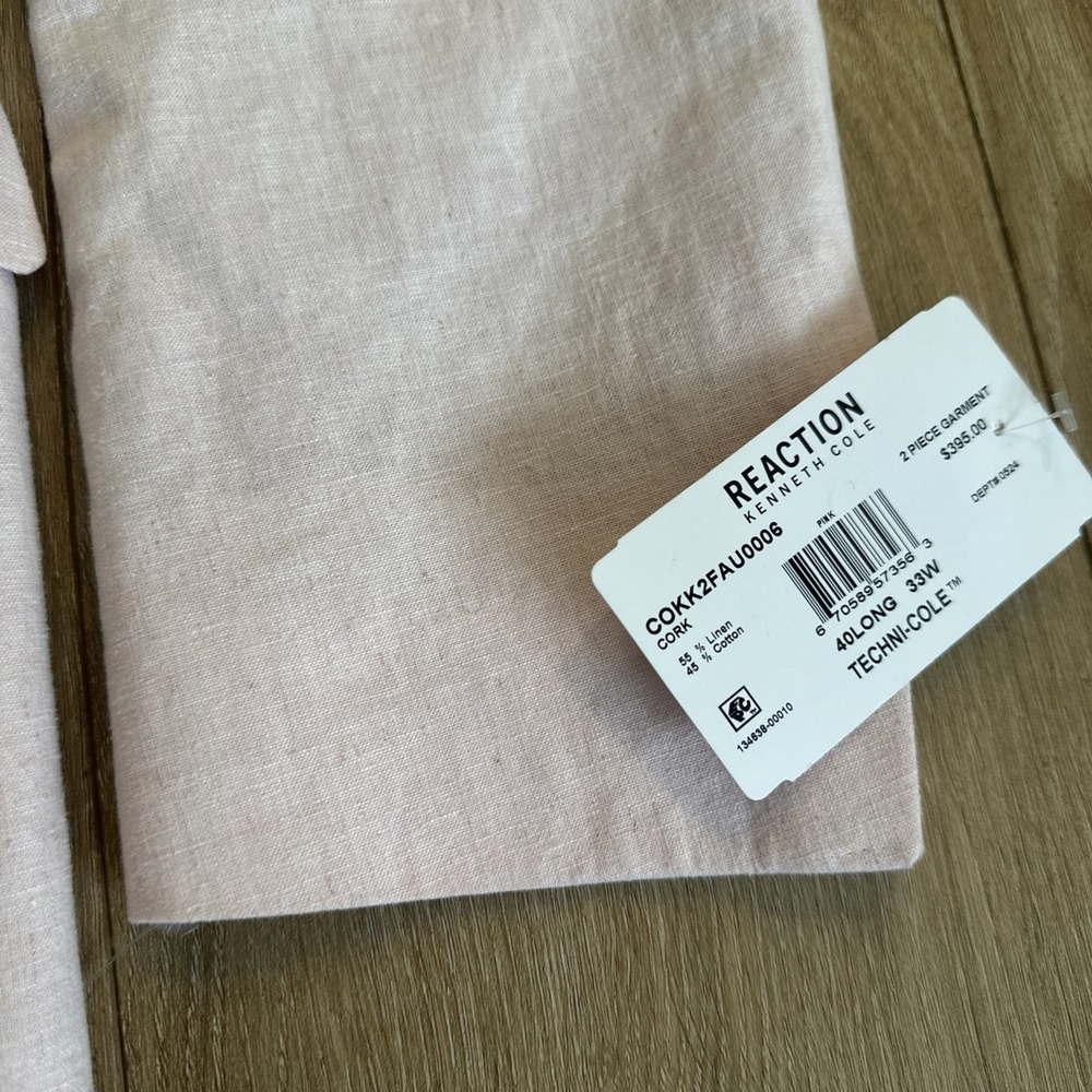 Kenneth Cole Men's Linen Blend 2pc Suit Pink Preppy Prom 40L/33W NWT - Picture 3 of 15
